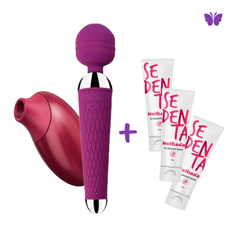 COMBO Sugador + Vibrador + 3 Géis lubrificantes