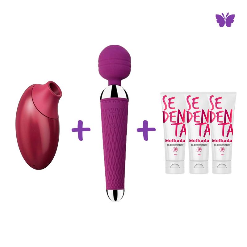 COMBO Sugador + Vibrador + 3 Géis lubrificantes