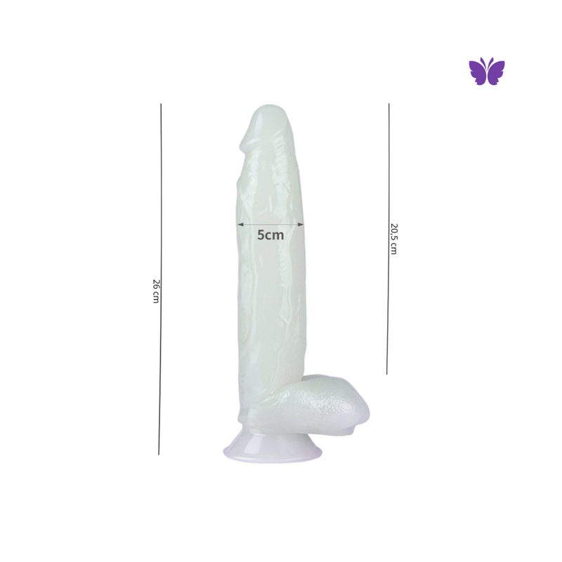 Dildo Pênis de Borracha 26cm Brilha no Escuro