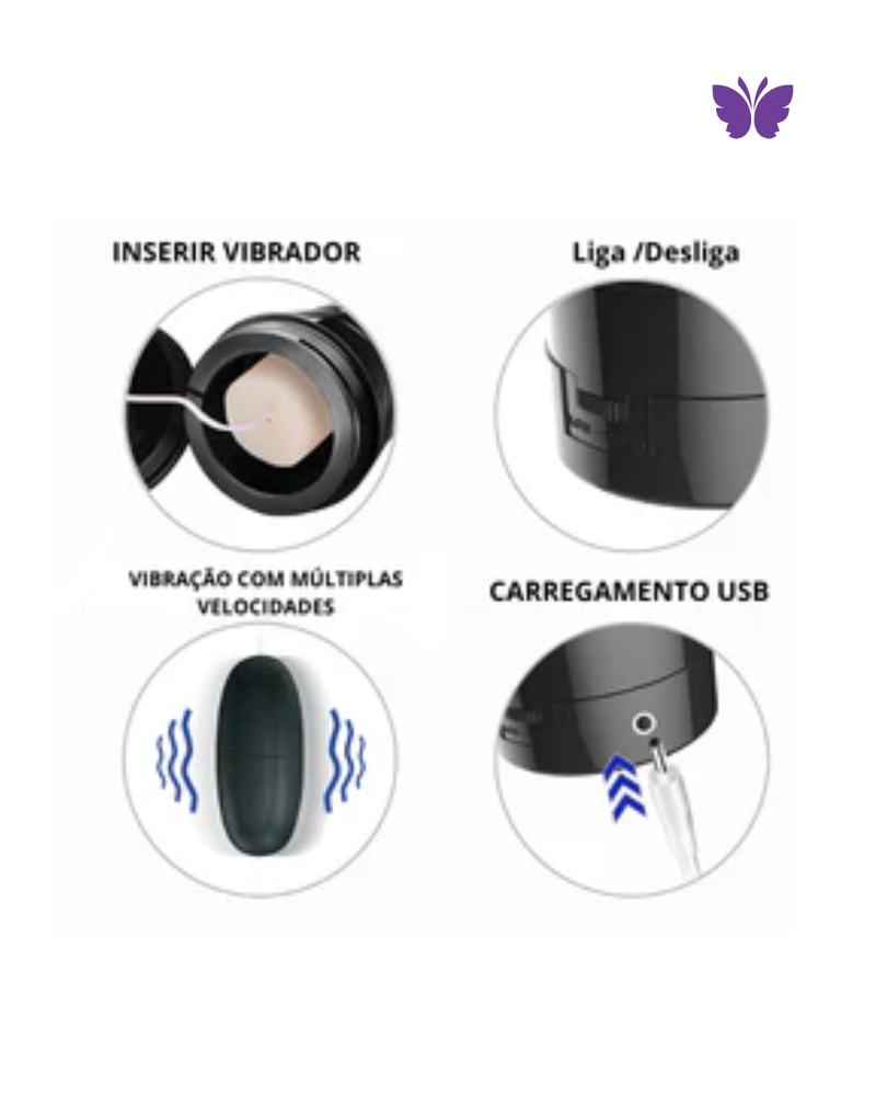 Masturbador em Formato de Boca com Multivelocidade Recarregável