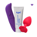 KIT PLUG ANAL + VIBRADOR GOLFINHO + GEL LUBRIFICANTE