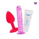 KIT DILDO + PLUG ANAL + LUBRIFICANTE ÍNTIMO