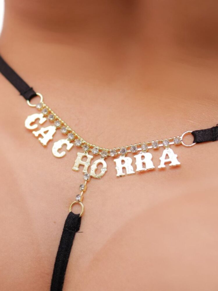 Calcinha Estrass Rendada com Escrita