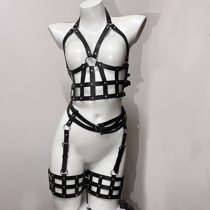 Lingerie de Couro com Cintas BDSM - apredilleta